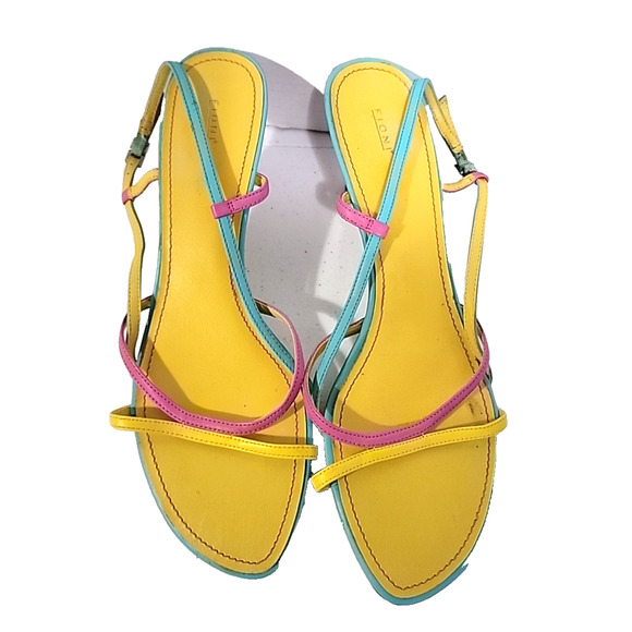 Fioni 80's Style Multi-Color Ankle Strap Sandals Size 10 - Picture 9 of 9